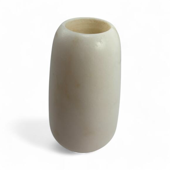 Vintage Handcrafted Alabaster Stone Vase – Minimalist Design, 5" Tall - Picture 2 of 11